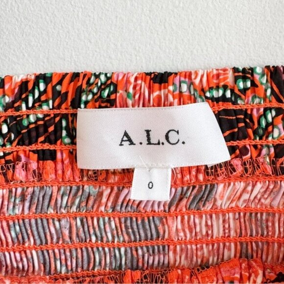 A.L.C. • Adriana Dress in Orange/Rose Multi • 0 - Picture 4 of 14